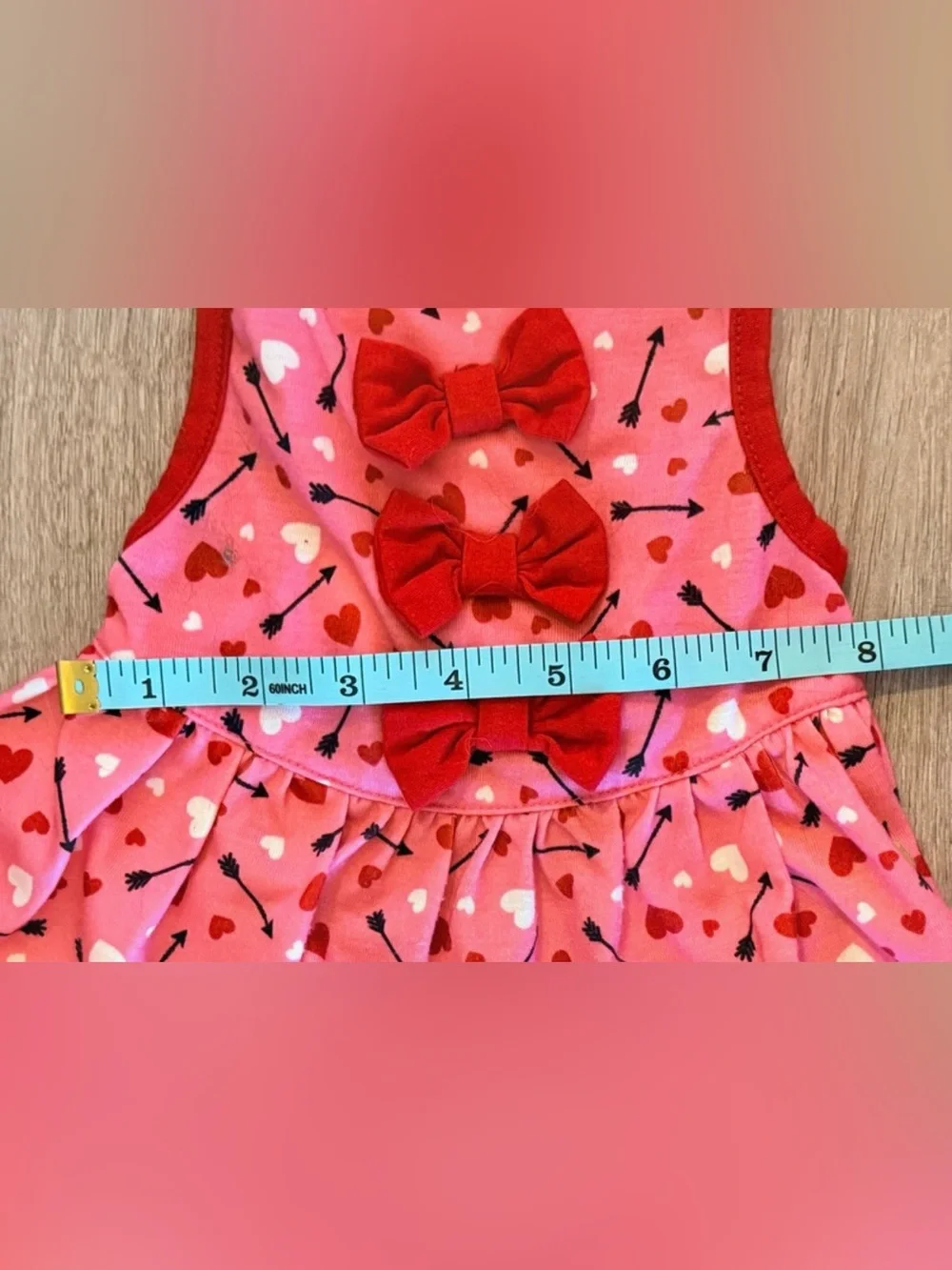 Pink Heart Arrow Bow Dog Dress